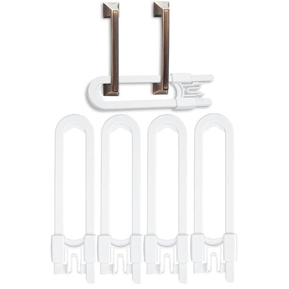 Vmaisi Baby Sliding Cabinet Locks - 4 Pack Adjustable U Shaped Child Safety Locks,Childproof Latches for Kitchen Bathroom Storage Cupboards Doors, Handles and Knobs White (4)