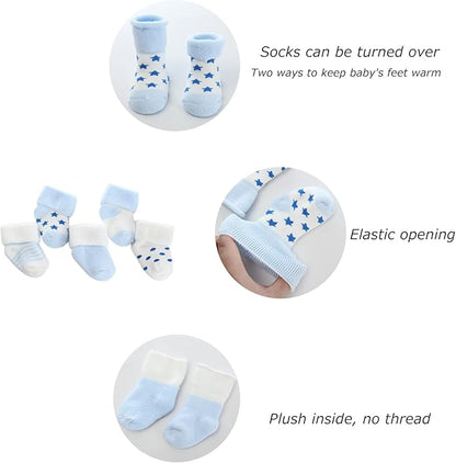 Unisex Baby Terry Socks 5-Pack for Baby boy and girl 0-12 Months Warm Cotton Socks