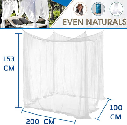 EVEN NATURALS Luxury Mosquito Bug Net for Bed Canopy, Tent for Single to Twin XL, Camping Screen House, Finest Holes Mesh, Square Netting Curtain for Bunk Bed, Storage Bag, Mosquito Netting for Patio