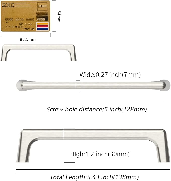 Amerdeco 30 Pack Brushed Satin Nickel Cabinet Pulls 5 Inch(128MM) Hole Centers Kitchen Cabinet Handles Hardware Kitchen Handles for Cabinets Cupboard Handles Drawer Pulls ZH0041