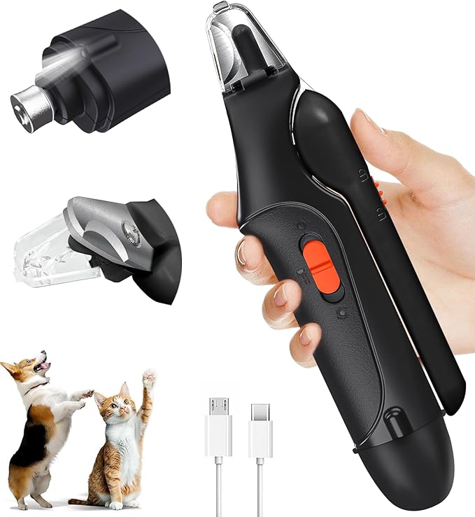 2 in 1 Dog Nail Clippers & Cat Nail Clippers Trimmers for Large Medium Small Dogs Cats Claw Trimmer Quick Sensor and Safety Guard USB Rechargeable Dogs Nail Trimmer with Catcher & 2 LED Lights-Mewly Pet