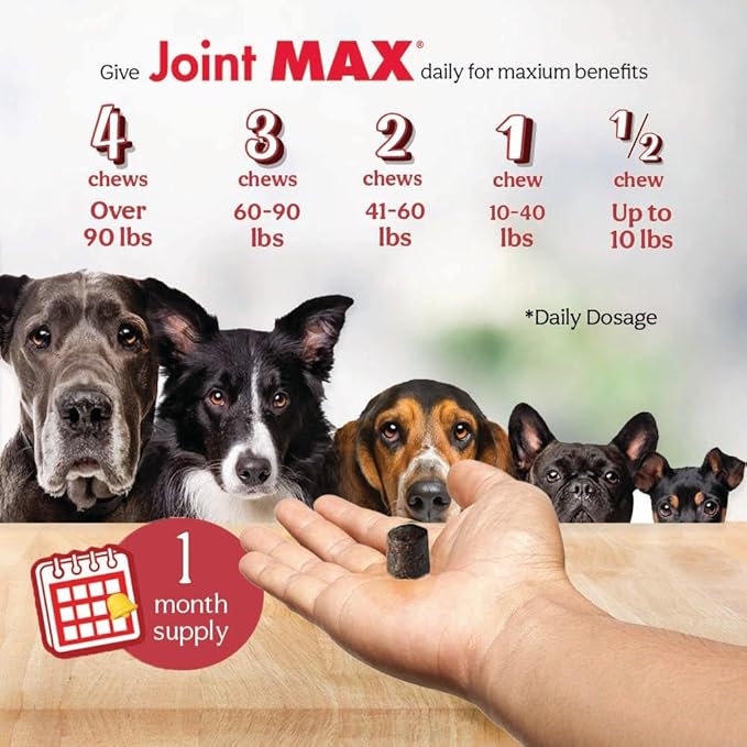 PHS Joint MAX Triple Strength (TS) Soft Chews for Dogs - Glucosamine, Chondroitin, MSM, Turmeric, Omega 3 - Hip and Joint Pain Relief and Support for Dogs - Made in USA - 30 Soft Chews-Mewly Pet