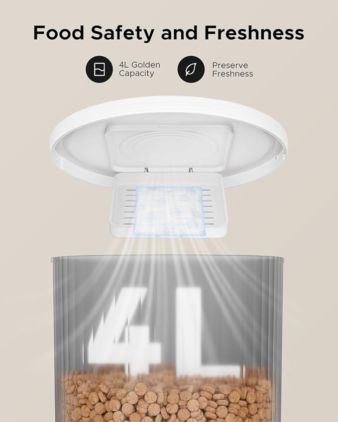 Automatic Cat Feeder with Camera - 2.4GHz APP - Controlled Cat Food Dispenser- Features HD Video for Indoor Use, Easy Setup & Cleaning, 2 - Way Audio, and a Desiccant Bag to Keep Food Fresh-Mewly Pet