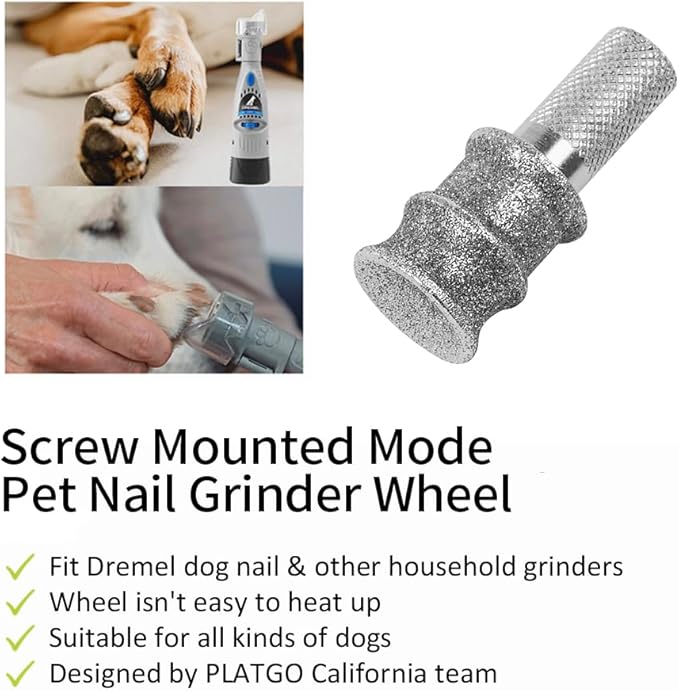 Jumbo+60 Diamond Dog Nail for Dremel, Screw-Mounted Mode Nail Dremel Tool for Dogs, Especially Suitable for Long-Haired Dogs, Dremel Polishing Bits, Animals Nail Care & Home Grinder Tools-Mewly Pet