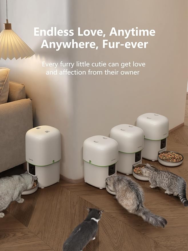 Automatic Cat Feeder with Camera - 5G WiFi Auto Cat Food Dispenser, 1080P HD Video with Night Vision, 1-15 Meals, 1-99 Portions, 2-Way Audio, Keeps Food Fresh, Timed Pet Feeder Also for Dogs-Mewly Pet