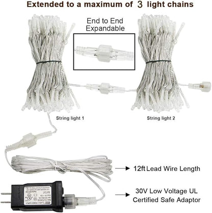 HEYFUNi 304 LED Curtain Lights Outdoor, 9.8Ft*9.8Ft Hanging String Lights Plug in with 8 Modes, Connectable Curtain Fairy Lights for Bedroom, Dorm, Christmas, Wall, Backdrop, Wedding Decor, White