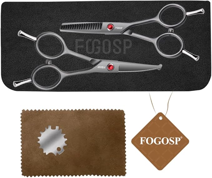 4.5" Dog Grooming Scissors - 2pcs Curved Scissors & Thinning Shears for Small Dog, Cat Face & Paws - Japan 440C (2Kit)-Mewly Pet
