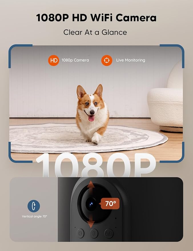 WOPET Automatic Cat Feeder with Camera for Two Cats, 6L Automatic Dog Feeder with HD Video and Night Vision, 5G/2.4G WiFi Pet Feeder for Cats & Dogs, SD Card Storage & 2-Way Audio-Mewly Pet