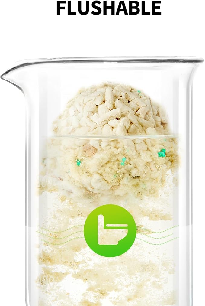 PETKIT Upgraded Clump+ Tofu Mixed Cat Litter, Water Flushable,Ultra Absorbent and Fast Drying, 100% Natural Ingredients Clumping Litter, Dust-Free Low Tracking Bentonite Litter (5.2lb×6bags)-Mewly Pet