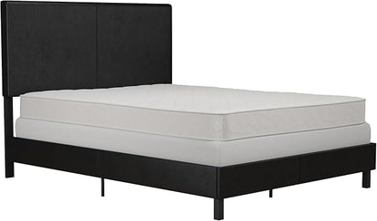DHP Janford Upholstered Bed, Black Faux Leather, Queen