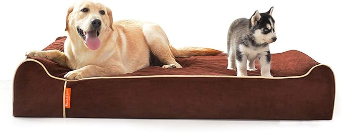 Laifug Orthopedic Memory Foam Extra Large Dog Bed Pillow(50"x36"x10", Chocolate) Durable Water Proof Liner & Removable Washable Cover & Smart Design-Mewly Pet