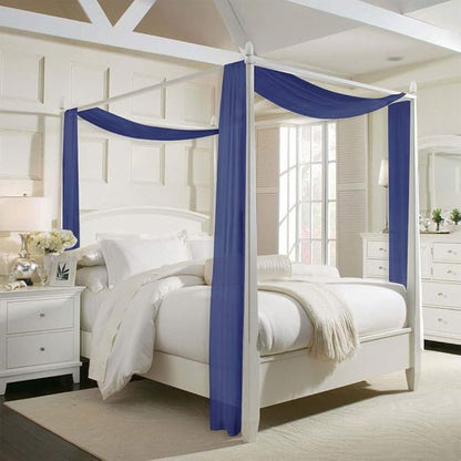 RYB HOME Sheer Curtains Scarf - Long Windows Valance for Living Room Home Decoration for Canopy Bed Ceremony Backdrop Outdoor Indoor Decor, 60 x 216 inches Long Each, 2 Panels, Navy Blue