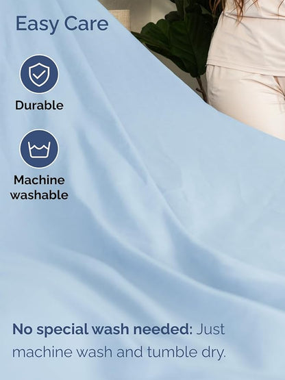 Extra Deep Twin Sheet Set - 4 Piece Breathable & Cooling Sheets - Hotel Luxury Bed Sheets Set - Easy & Secure Fit - Soft, Wrinkle Free & Comfy Sheets Set - Light Blue Sheet Set with Extra Deep Pockets