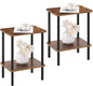 Apicizon 2 Tier End Table Set of 2, Small Side Table with Solid Wood Legs, Boho Bedside Table with Storage Shelf, Nightstand for Small Spaces, Bedroom, Living Room, Entryway, Easy Assembly, Brown