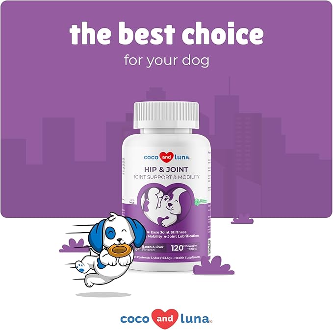 Joint Supplement for Dogs - 120 Chewable Tablets - with Glucosamine, Chondroitin, MSM and Manganese for Hip, Tissue, and Mobility Support, Dog Joint Pain Relief-Mewly Pet