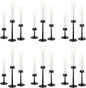 Hurricane Candle Holders Metal Candlestick Holder for Glass Taper Tall Candle Holders with Crystal Chimney Tube Candles Stands for Home Decor, Christmas, Dinning (18, Black)