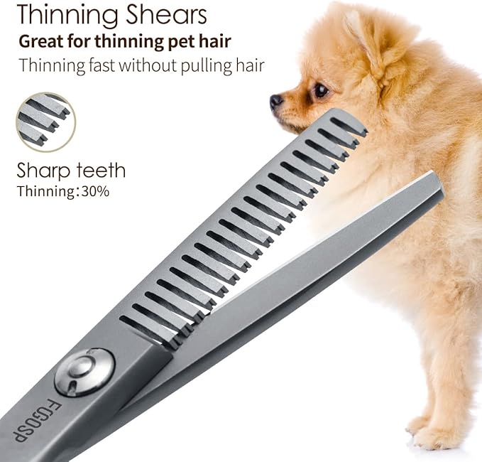 4.5" Thinning Shears for Dogs Grooming Face with Safety Round Tip for Small Dogs Face Paw Ears Trimmer Professional Small Cat Grooming Scissors (4.5" Blender, Gray)-Mewly Pet