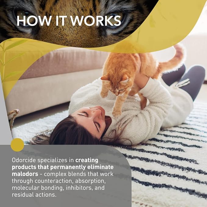 Odorcide Cat Attack Concentrate Odor Eliminator - Cat Urine Remover for Carpet & Upholstery - Litter Box Odor Eliminator - 16 oz-Mewly Pet