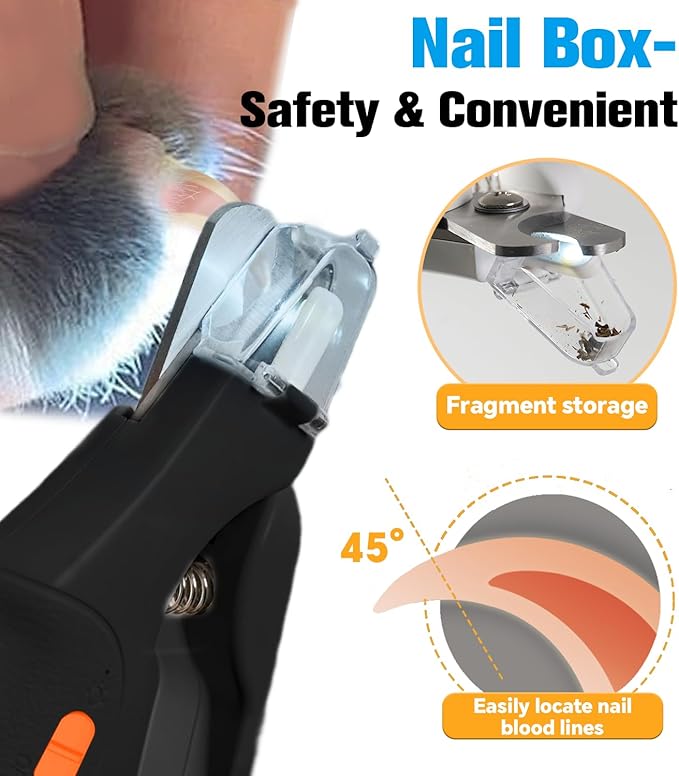2 in 1 Dog Nail Clippers & Cat Nail Clippers Trimmers for Large Medium Small Dogs Cats Claw Trimmer Quick Sensor and Safety Guard USB Rechargeable Dogs Nail Trimmer with Catcher & 2 LED Lights-Mewly Pet