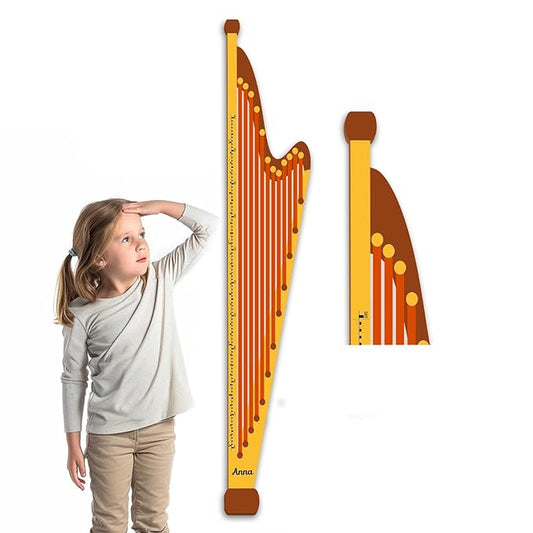 Personalized Growth Chart for Wall, Wooden Height Chart for Kids, Cute Height Measurement for Child/Girls/Boys, Baby and Toddler's Playroom/Kid's Room/Nursery Decor, Harp