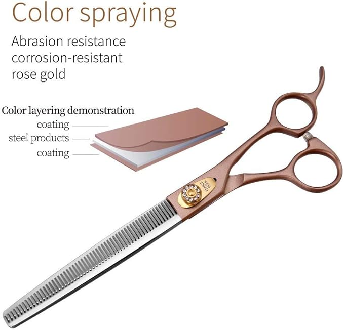 Fenice Peak Professional Thinning Scissors for Dog Cat 7/7.5'' Pet Grooming Scissors 440C Stainless Steel Thinning Shears for Dogs 50/56 Teeth-Mewly Pet
