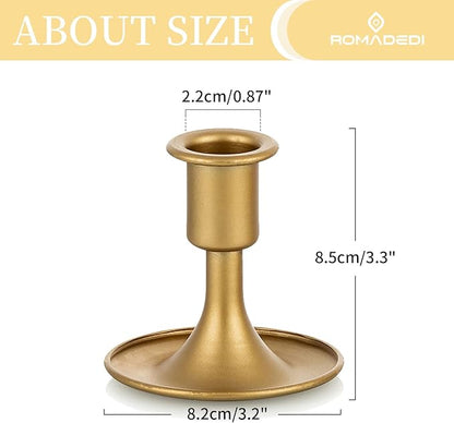 Candlestick Holders Taper Candle Holders, Romadedi Gold Candle Stick Candle Holder for Table Centerpiece, Wedding Reception, Festive Christmas Mantel Decoration or Home Decor, Set of 18