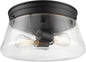 GLOBE Electric 44777 Aleyna 2-Light Outdoor Flush Mount Ceiling Light, Matte Black, Clear Glass Shade, Bulb Not Included
