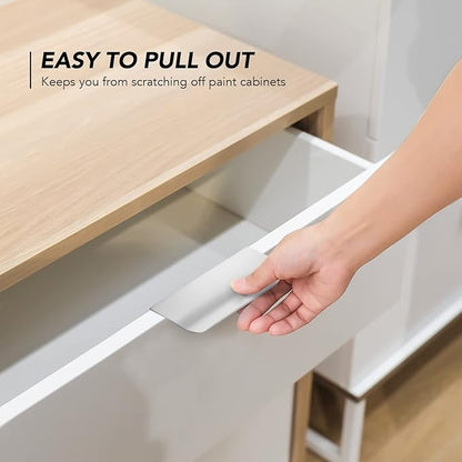 Ravinte Hardware 6 Pack Silver Cabinet Handles, 3.15 Inch (80mm) Finger Edge Pulls, 2-1/2 Inch Hole Center, Finger Pulls for Cabinets