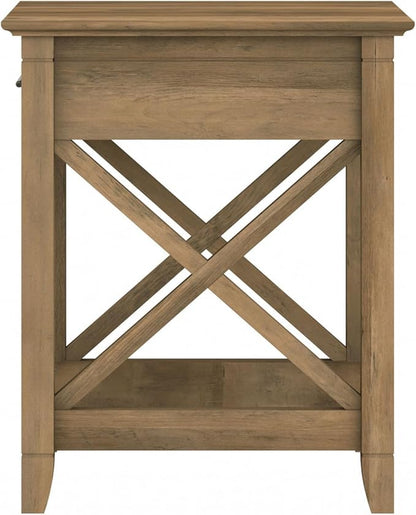 Bush Home End Table with Drawer, Nightstand with Storage, Living Room and Bedroom Furniture, Key West Collection, Reclaimed Pine