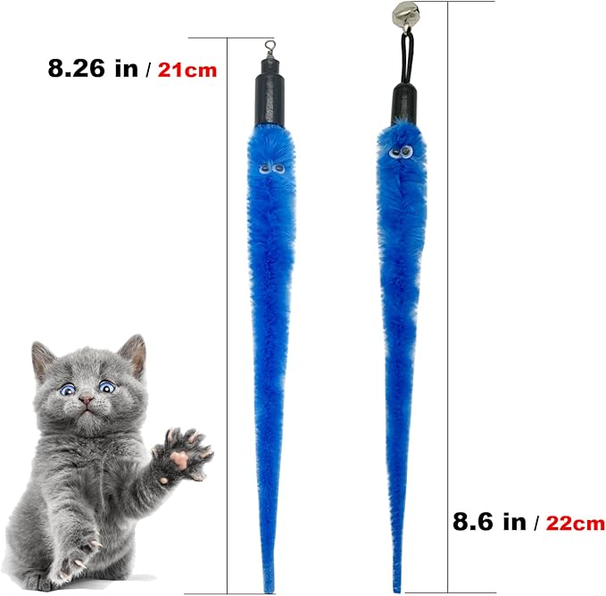 Cat Worm Toy Refills, 20 Pieces Cat Wand Attachments Worms Toy for Indoor Cats (B)-Mewly Pet