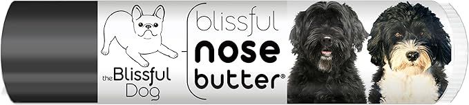 The Blissful Dog Portuguese Water Dog Nose Butter for Dry, Cracked Skin, Lick-Safe Dog Nose Balm with Moisturizing Shea Butter, Almond, Olive, and Essential Oils, Pet Supplies, Uncented, 0.15 oz.-Mewly Pet