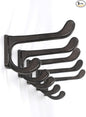 5 Pack Decorative Cast Iron Heavy Duty Double Hooks, Wall Mounted Coat Hooks, Vintage Inspired (Antique Black) (Modern Type)