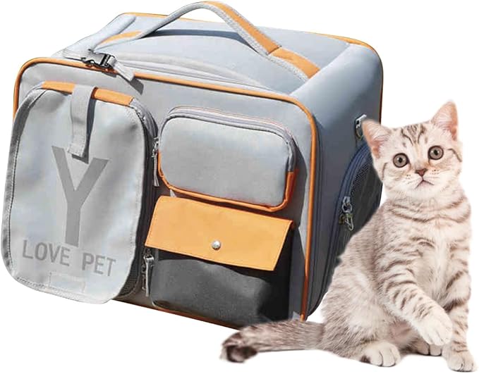 Dog Backpack, Pet Backpack with Upgrade Waist Cushion Design to Better Fit The Waist, Ventilated Soft Cat Backpack for Travel, Hiking, Camping(Gray)-Mewly Pet