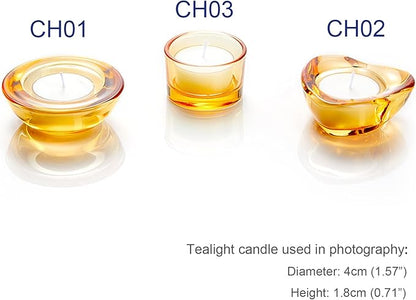Gold Tealight Candle Holders - Set of 12, Round Chunky Glass Candle Holder, 3" Diameter - CH01 - Rusty Orange