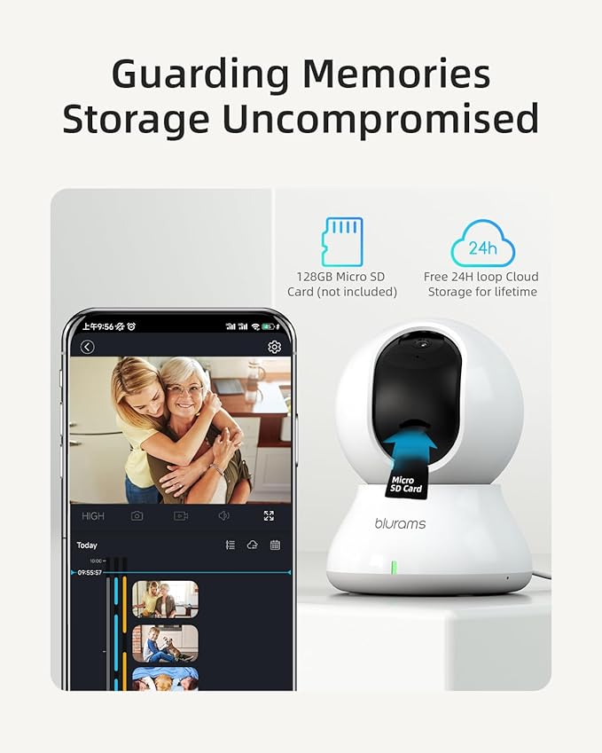 blurams Indoor Security Camera, 5GHz/2.4GHz Dual-Band, 2K PZT Pet Camera with Phone App, 360° Cameras for Home Security, 2-Way Audio, Motion Tracking, Night Vision, Siren, Cloud&SD-Mewly Pet