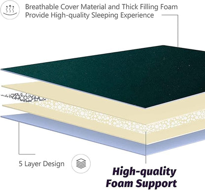 MAXYOYO Japanese Floor Mattress Futon Mattress, Thicken Sleeping Pad Foldable Roll Up Floor Futon for Adults Tatami Mat Dormitory Bed Lounger, Dark Green, Queen Size