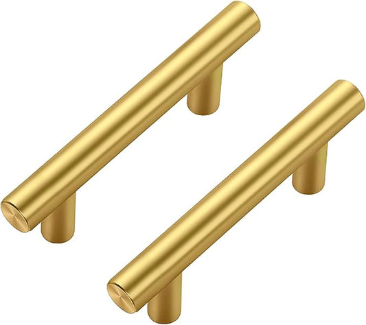 JOY DECOR 45 Pack Cabinet Handles, Gold Cabinet Pulls, 2-1/2 in Hole Center Kitchen Cabinet Handles, Stainless Steel T Bar Handles for Dresser Drawers