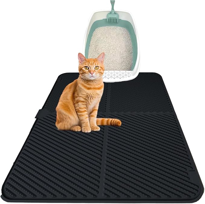 Silicone Cat Litter Mat, Scratch-Resistant Litter Trapping Mat, Waterproof & Non-Slip Litter Box Mat, Highly Effective for Collecting Litter, Easy to Clean for Indoor Use-Mewly Pet
