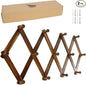 AMAPON Accordion Style Expandable Wall Wooden Coat Rack 13 Hooks (Pegs) Hang Hats Jackets Coffee Mug Purses Necklaces Towels Cap Leash Scarves Data Line Kitchenware (Walnut Color 2 Pack)