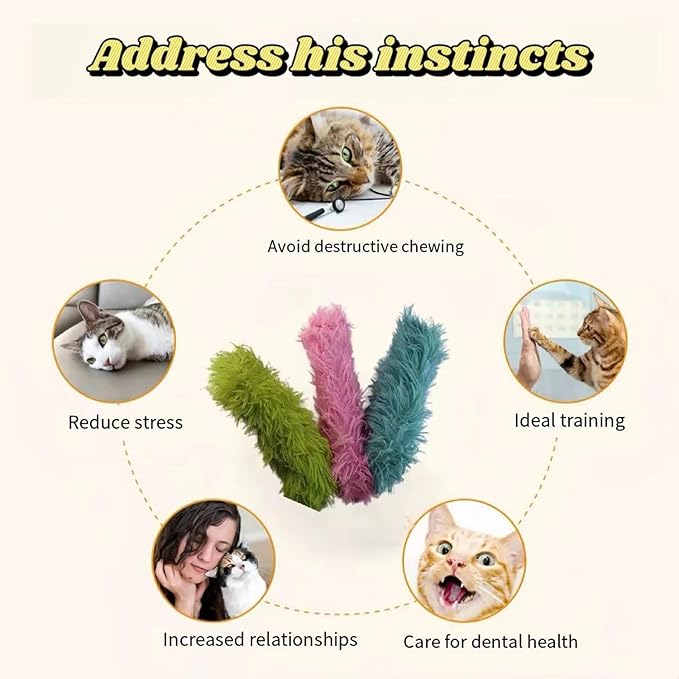 Catnip Toys with 3Pcs Cat Toys - Skin-Friendly Pillow Kicker Toy for Indoor Cats with Crinkle Paper, Catnip & Teething Soother (Pink/Green/Blue)-Mewly Pet