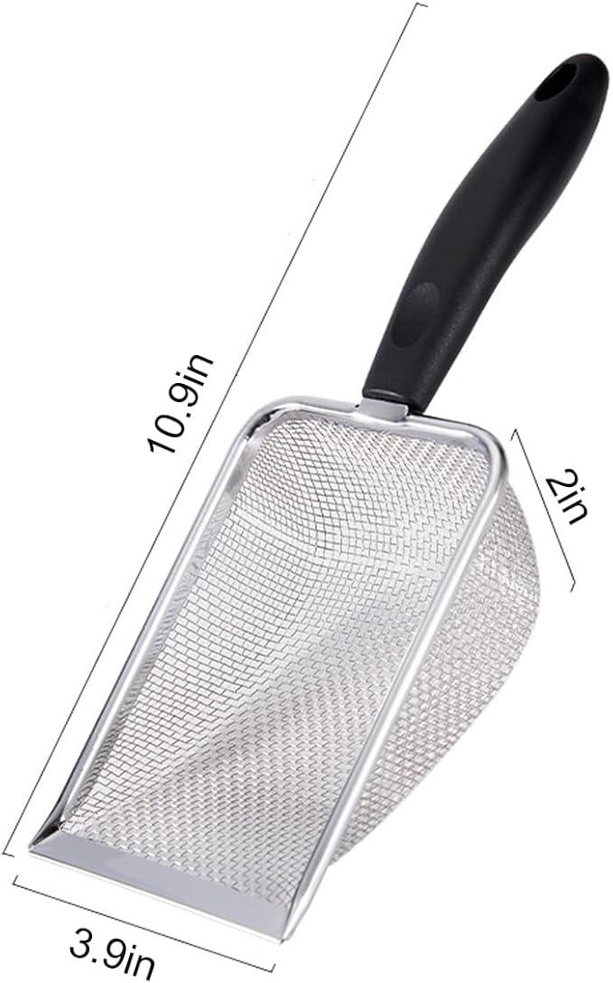 3PCS Cat Litter Scoop, Reptile Stainless Steel Fine Mesh,Litter Cleaner Corner Scoop Sand Sifter (Black-Green-Red)-Mewly Pet