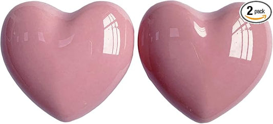 Ceramic Drawer Knobs Heart Shape Cabinet Dresser Pulls Handles with 3 Sized Screws, Kitchen Furniture Knobs for Closet Cupboard Wardrobe (2 Pack, Pink)