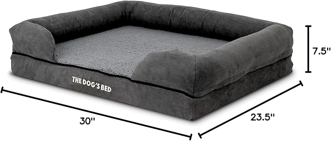 The Dog’s Bed, Medium Grey Plush Memory Foam, Pain Relief: Arthritis, Hip & Elbow Dysplasia, Post Surgery, Lameness, Supportive, Calming, Washable Cover, Veterinary Approved-Mewly Pet