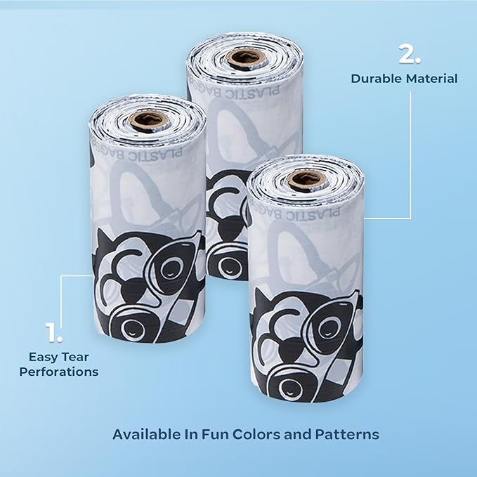 Best Pet Supplies Dog Poop Bags (240 Bags) for Waste Refuse Cleanup, Doggy Roll Replacements for Outdoor Puppy Walking and Travel, Leak Proof and Tear Resistant, Thick Plastic - White-Mewly Pet