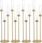 Vincidern 4pcs Gold Candelabra 3 Arm Taper Candle Holders with Acrylic Shades, Decorative Metal Candlestick Holders for Wedding Table Centerpiece, Halloween,Christmas, Party, Events Decor