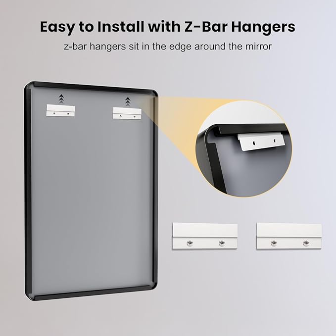 LOAAO 48X40 Inch Black Metal Framed Bathroom Mirror for Wall, Matte Black Bathroom Vanity Mirror Farmhouse, Large Rounded Rectangle Mirror, Anti-Rust, Tempered Glass, Hangs Horizontally or Vertically