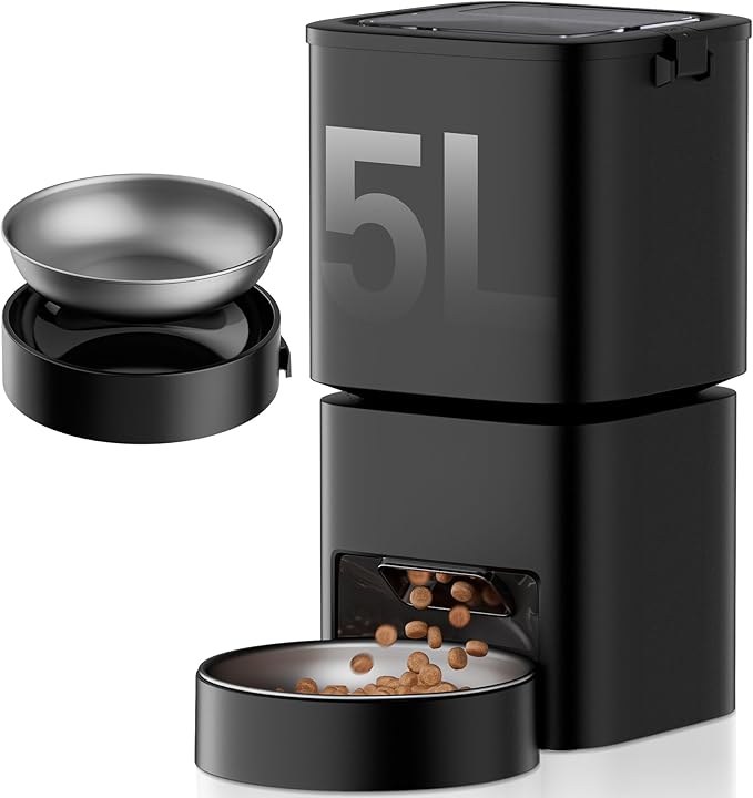 Automatic Cat Feeder, 5L/21 Cup Timed Automatic Pet Feeder, Dual Power Auto Dog Feeders, Pet Dry Food Dispenser for Cats & Small Dogs, 1-10 Meal Programmable 1-15 Portion Control Cat Feeder(Not WiFi)-Mewly Pet
