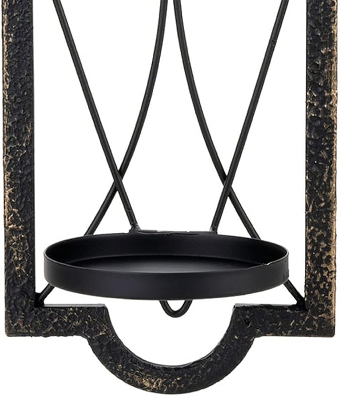 Gothic Candle Sconce Set of 2 -Gold Black Metal Wall Candle Holder-Rustic Home Deco