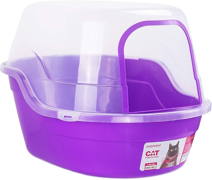 Covered Litter Box, Jumbo Hooded Cat Litter Box Holds Up to Two Small Cats Simultaneously,Extra Large Purple by Petphabet-Mewly Pet