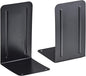 Acrimet Metal Bookends, Non-Skid Book Stand for Shelves, Heavy Duty Book Stopper, 6-7/8" H x 4" W x 4-1/2“ D, Black, 1 Pair